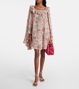Ruffled silk crêpe de chine minidress | Chloé