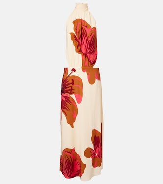 Floral halterneck silk crêpe maxi dress | Johanna Ortiz