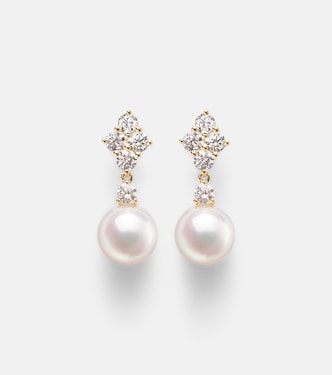 18kt gold drop earrings with pearls and diamonds | Mikimoto