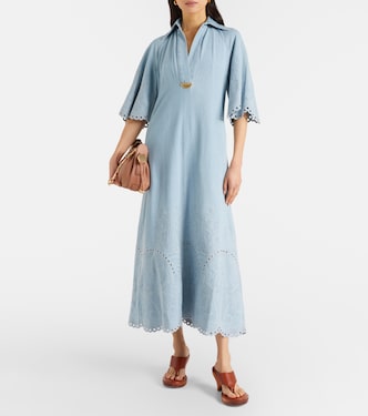 Besticktes Midikleid Daylight aus Denim | Zimmermann