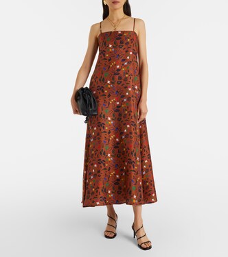 Melfi printed silk twill midi dress | Asceno