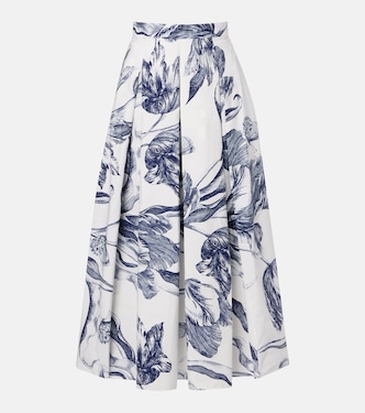 Floral cotton poplin midi skirt | Erdem