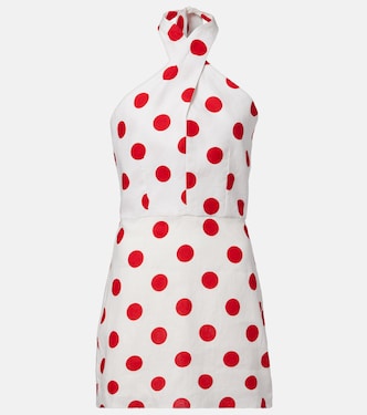 Veneta polka-dot halterneck linen minidress | Cala de la Cruz
