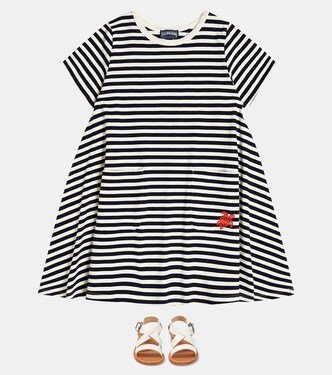 Abito in cotone a righe con ricamo | Vilebrequin Kids