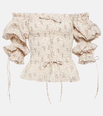 Top en coton à encolure bardot et fleurs | Polo Ralph Lauren