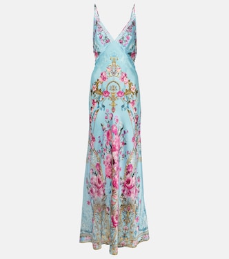 Vestido lencero de satén de seda floral | Camilla