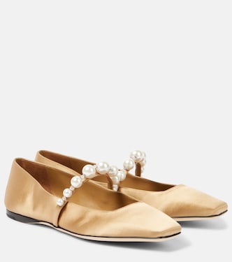 Ballerine Mary Jane Ade in raso con perle bijoux | Jimmy Choo