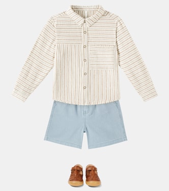 Camisa Walker de mezcla de lino a rayas | Rylee + Cru