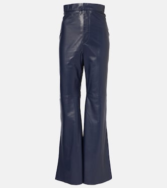 Pantaloni flared in pelle a vita alta | Victoria Beckham