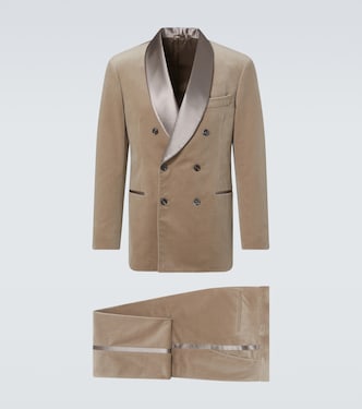 Smoking aus Baumwollsamt mit Satin | Brunello Cucinelli