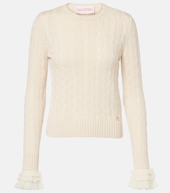 Cable-knit ruffled cashmere sweater | Valentino