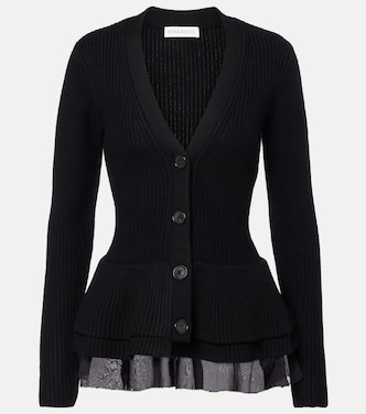 Ruffled silk-trimmed wool cardigan | Nina Ricci