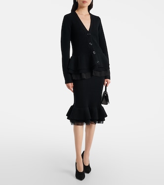 Ruffled silk-trimmed wool cardigan | Nina Ricci