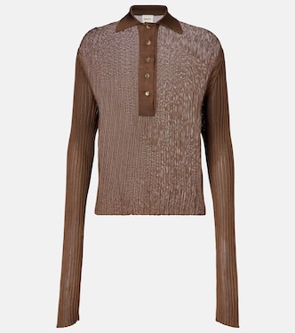 Vin ribbed-knit sheer polo shirt | Khaite