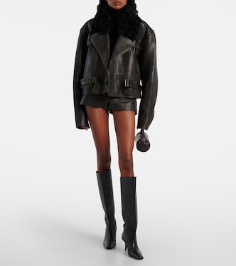 Short à taille basse en cuir  | Alex Perry