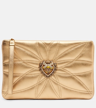 Pouch Devotion Mini de piel metalizada | Dolce&Gabbana