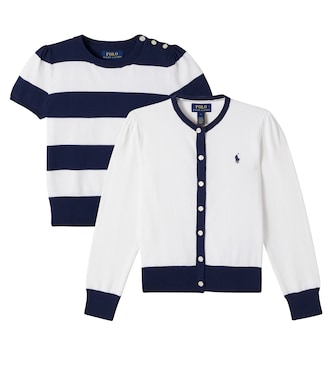 طقم محبوك من القطن مع كارديغان | Polo Ralph Lauren Kids