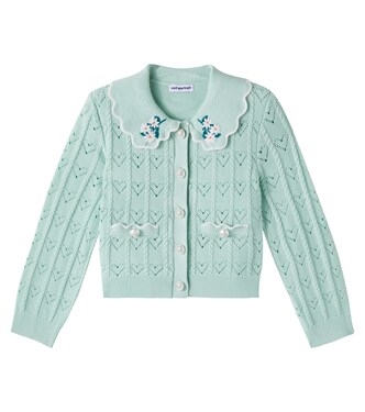 Embroidered pointelle cardigan | Self-Portrait Kids