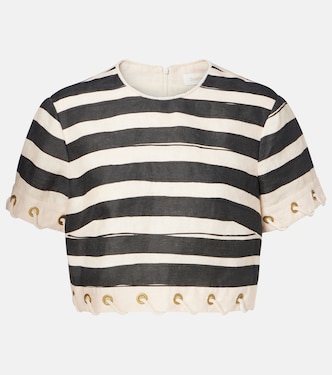 Rebellion striped linen crop top | Zimmermann