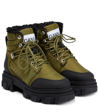 Leather-trimmed ankle boots | Ganni
