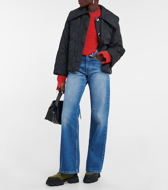Leather-trimmed ankle boots | Ganni