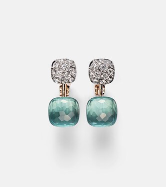 Nudo 18kt rose and white gold earrings with topaz and diamonds | Pomellato