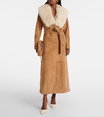 Manteau Dakota en daim et shearling | Nour Hammour