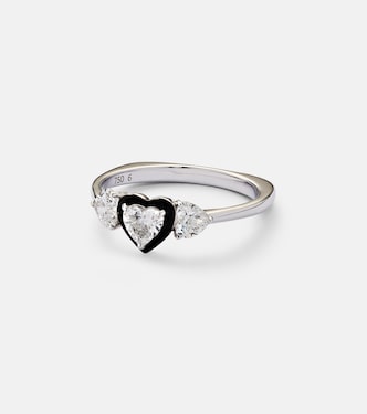 Anello per mignolo in oro bianco 18kt con diamanti | Kamyen