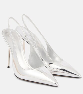 Lidia 105 mirrored leather slingback pumps | Paris Texas