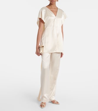 High-rise satin straight pants | Tove