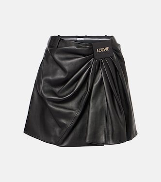 Draped leather miniskirt | Loewe