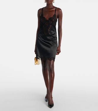 Slipdress aus Satin mit Spitze | Dolce&Gabbana