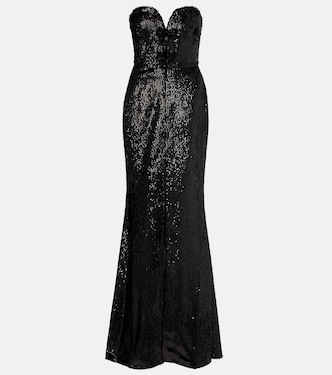 Robe longue en soie mélangée à sequins | Elie Saab