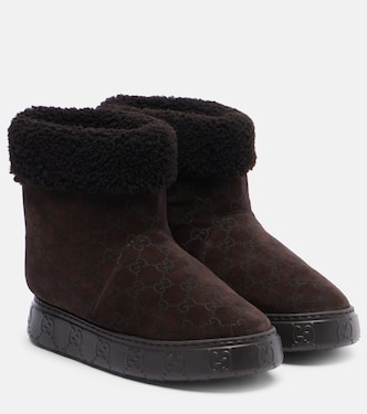 Stivali doposcì Nat GG in suede con shealing | Gucci