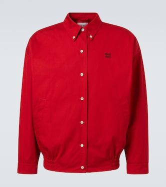 Giacca blouson in popeline di cotone | Miu Miu