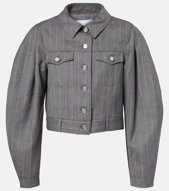 Pinstripe cropped jacket | Ganni