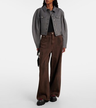 Pinstripe cropped jacket | Ganni