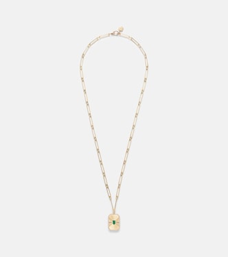 Radiant Deco 18kt gold pendant necklace with pink sapphires and diamonds | Shay Jewelry