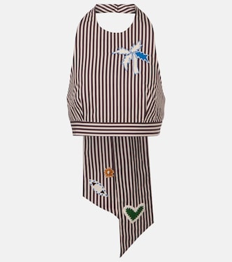 Sirocco embroidered striped cotton crop top | Alémais