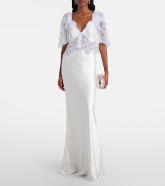 Lace-trimmed satin gown | Self-Portrait