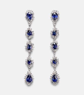 18kt white gold drop earrings with sapphires and diamonds | Suzanne Kalan