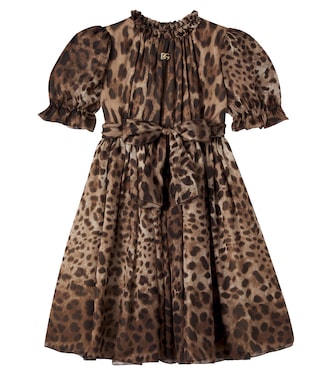 Leopard-print silk chiffon dress | Dolce&Gabbana Kids