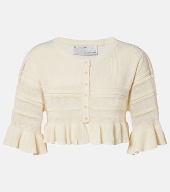 Cropped open-knit ruffled cardigan | Xu Zhi