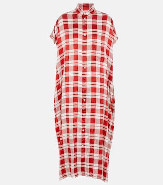 Checked silk shirt midi dress | Balenciaga