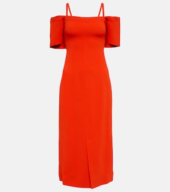 関税込■Victoria Beckham■Ruched シルクシフォンマキシドレス Ruched silk chiffon maxi dress in red - Victoria Beckham