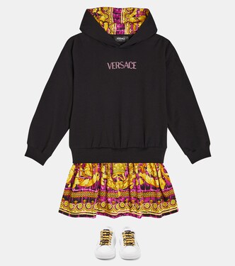 Robe imprimée en coton mélangé à logo | Versace Kids