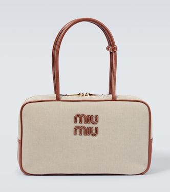 Borsa in canvas con pelle | Miu Miu