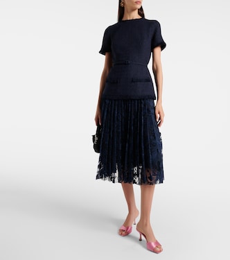 Robe midi en tweed de laine mélangée et dentelle | Oscar de la Renta
