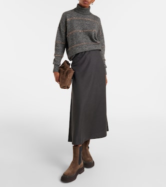 Falda midi de mezcla de lana | Brunello Cucinelli