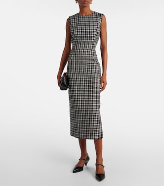 فستان ميدي بمربعات | Carolina Herrera